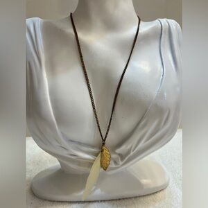 Vintage long chain with feather pendant